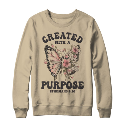 Created With A Purpose Boho Butterfly Christian Women Faith Shirt & Sweatshirt | siriusteestore