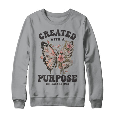 Created With A Purpose Boho Butterfly Christian Women Faith Shirt & Sweatshirt | siriusteestore