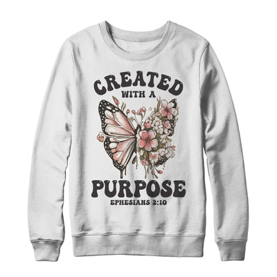 Created With A Purpose Boho Butterfly Christian Women Faith Shirt & Sweatshirt | siriusteestore
