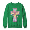 Cross Easter Pink He Is Risen Cross Coquette Bow Easter Shirt & Sweatshirt | siriusteestore