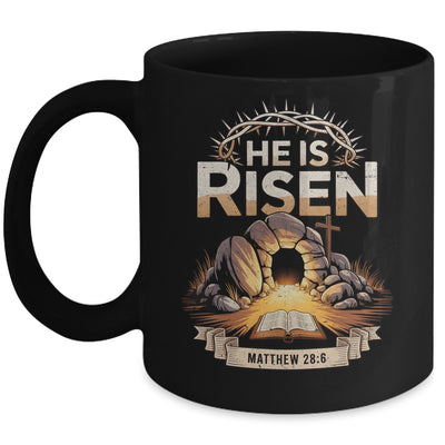 Cross He Is Risen Jesus Religious Easter Christian Men Women Mug | siriusteestore