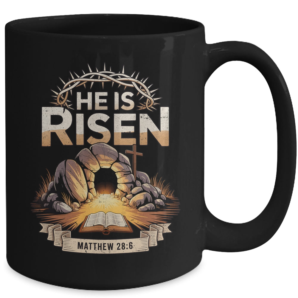 Cross He Is Risen Jesus Religious Easter Christian Men Women Mug | siriusteestore