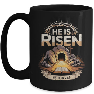 Cross He Is Risen Jesus Religious Easter Christian Men Women Mug | siriusteestore