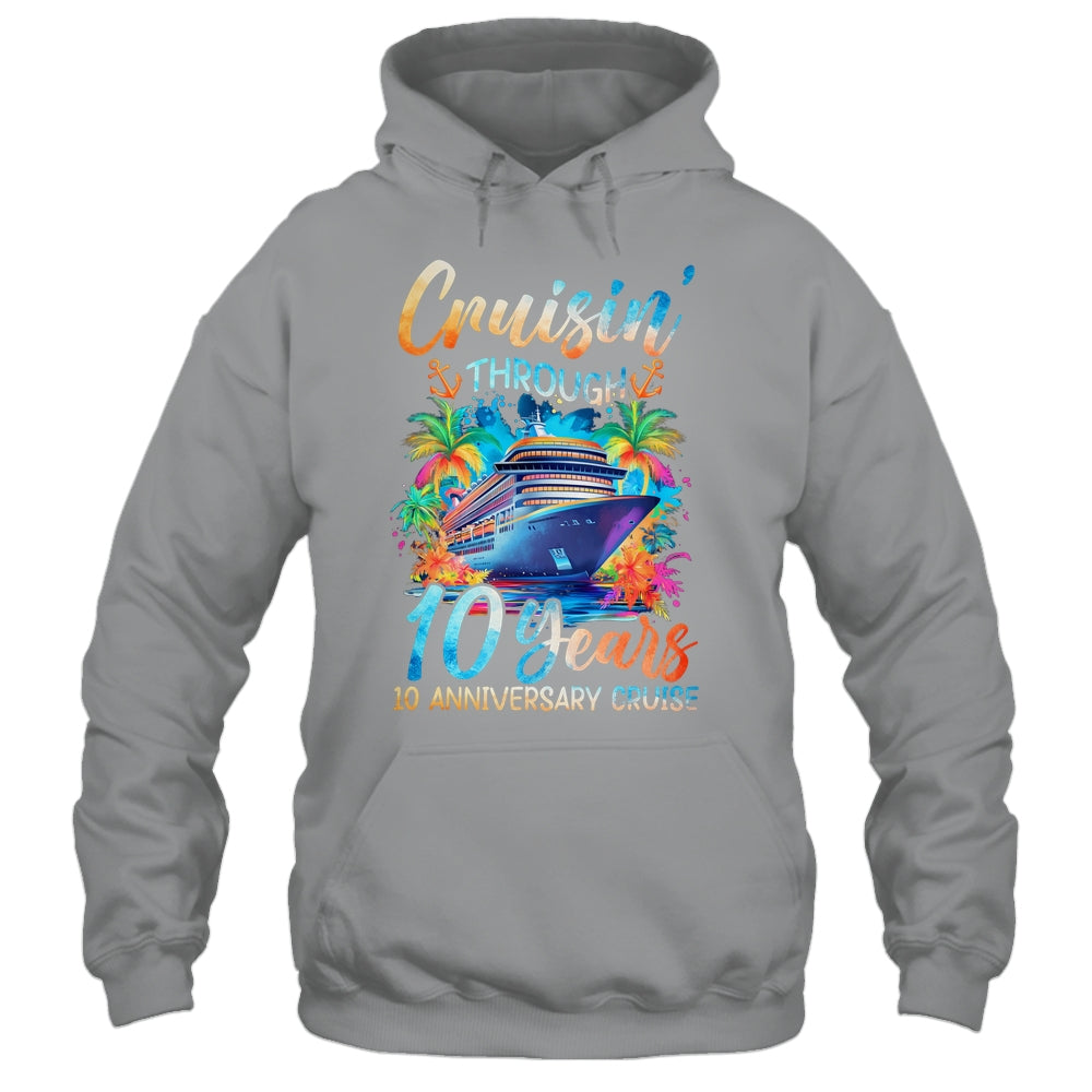 Cruisin Through 10 Years 10th Anniversary Cruise Trip Couple Shirt & Tank Top | siriusteestore