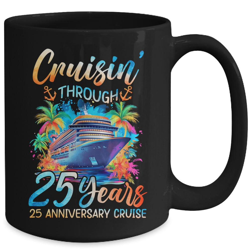 Cruisin Through 25 Years 25th Anniversary Cruise Trip Couple Mug | siriusteestore