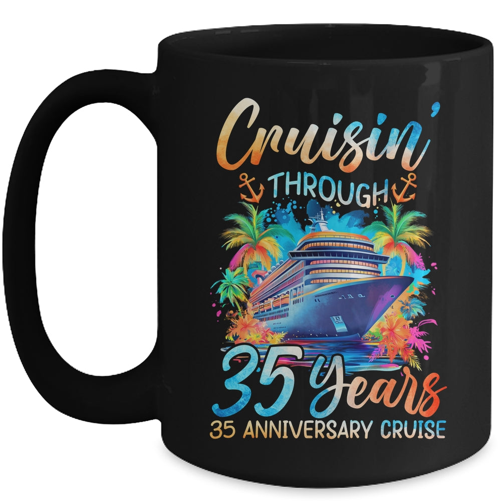 Cruisin Through 35 Years 35th Anniversary Cruise Trip Couple Mug | siriusteestore