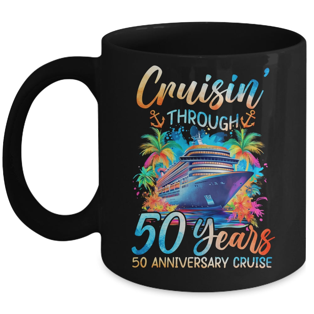 Cruisin Through 50 Years 50th Anniversary Cruise Trip Couple Mug | siriusteestore