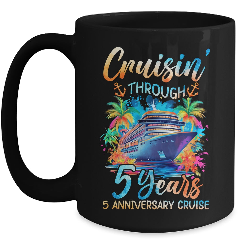 Cruisin Through 5 Years 5th Anniversary Cruise Trip Couple Mug | siriusteestore