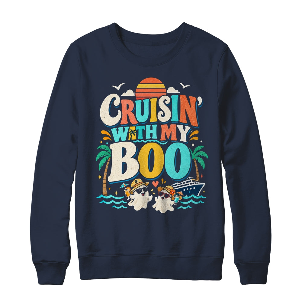 Cruisin' With My Boo Halloween Couples Trip Cruise Funny Shirt & Sweatshirt | siriusteestore