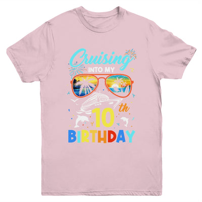 Cruising Into My 10th Birthday Party Cruise 10 Years Old Youth Shirt | siriusteestore