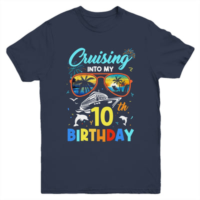 Cruising Into My 10th Birthday Party Cruise 10 Years Old Youth Shirt | siriusteestore