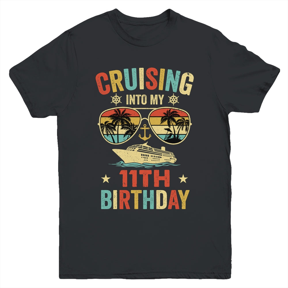 Cruising Into My 11th Birthday Family Cruise 11 Birthday Youth Shirt | siriusteestore