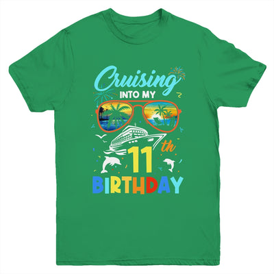 Cruising Into My 11th Birthday Party Cruise 11 Years Old Youth Shirt | siriusteestore