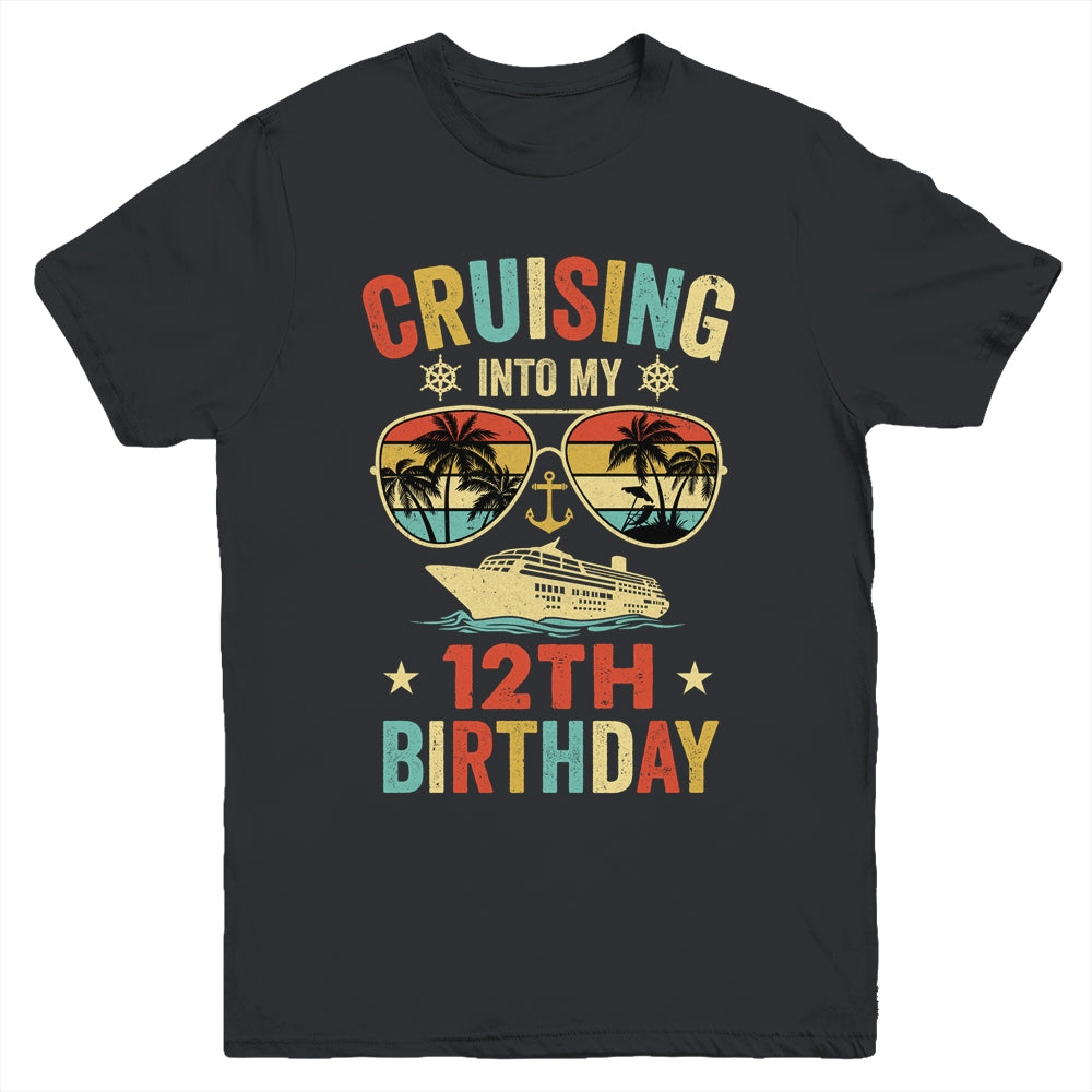 Cruising Into My 12th Birthday Family Cruise 12 Birthday Youth Shirt | siriusteestore