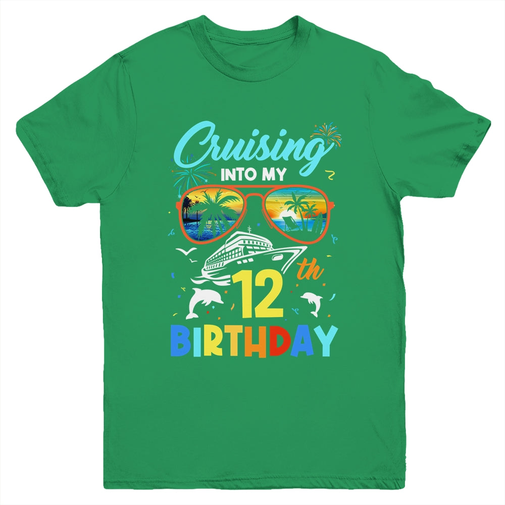 Cruising Into My 12th Birthday Party Cruise 12 Years Old Youth Shirt | siriusteestore
