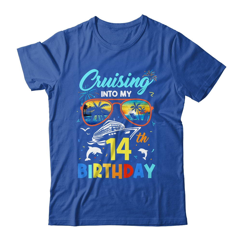 Cruising Into My 14th Birthday Party Cruise 14 Years Old Shirt & Tank Top | siriusteestore