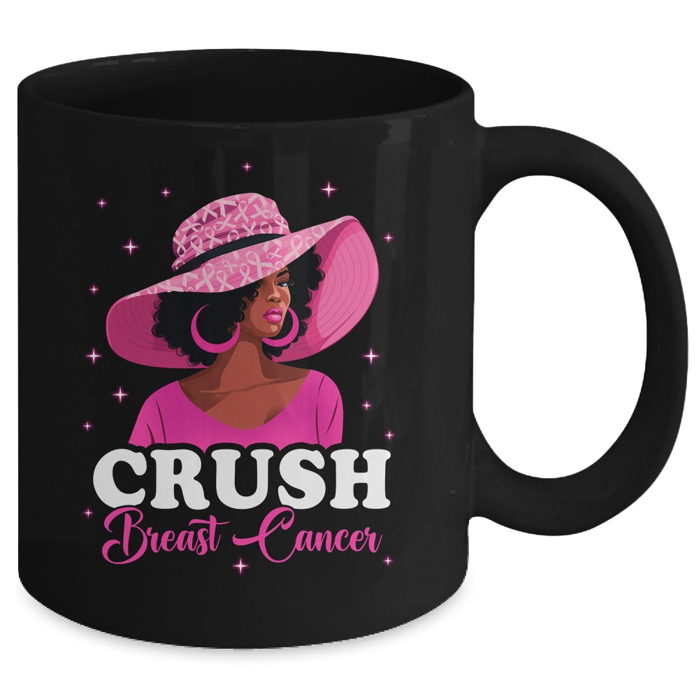 Crush Breast Cancer Awareness Black Afro Woman  Pink Ribbon Mug | siriusteestore