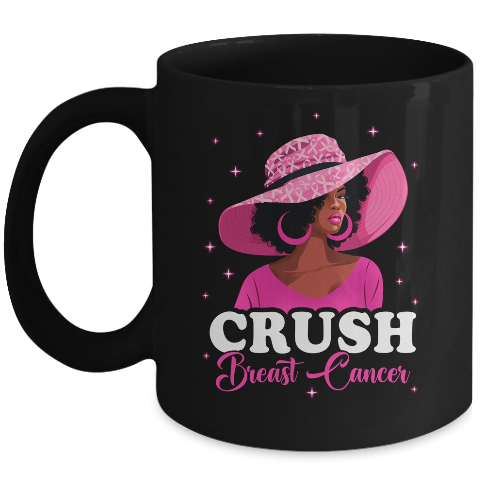 Crush Breast Cancer Awareness Black Afro Woman  Pink Ribbon Mug | siriusteestore