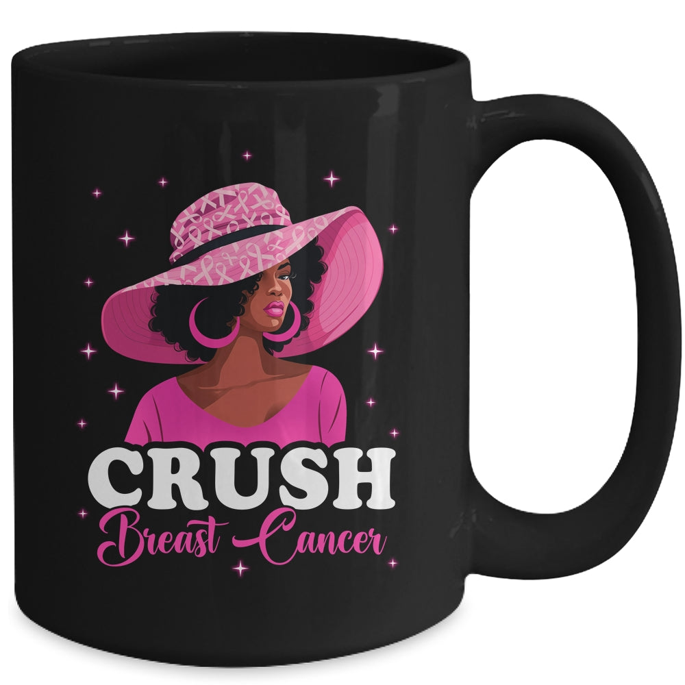 Crush Breast Cancer Awareness Black Afro Woman  Pink Ribbon Mug | siriusteestore
