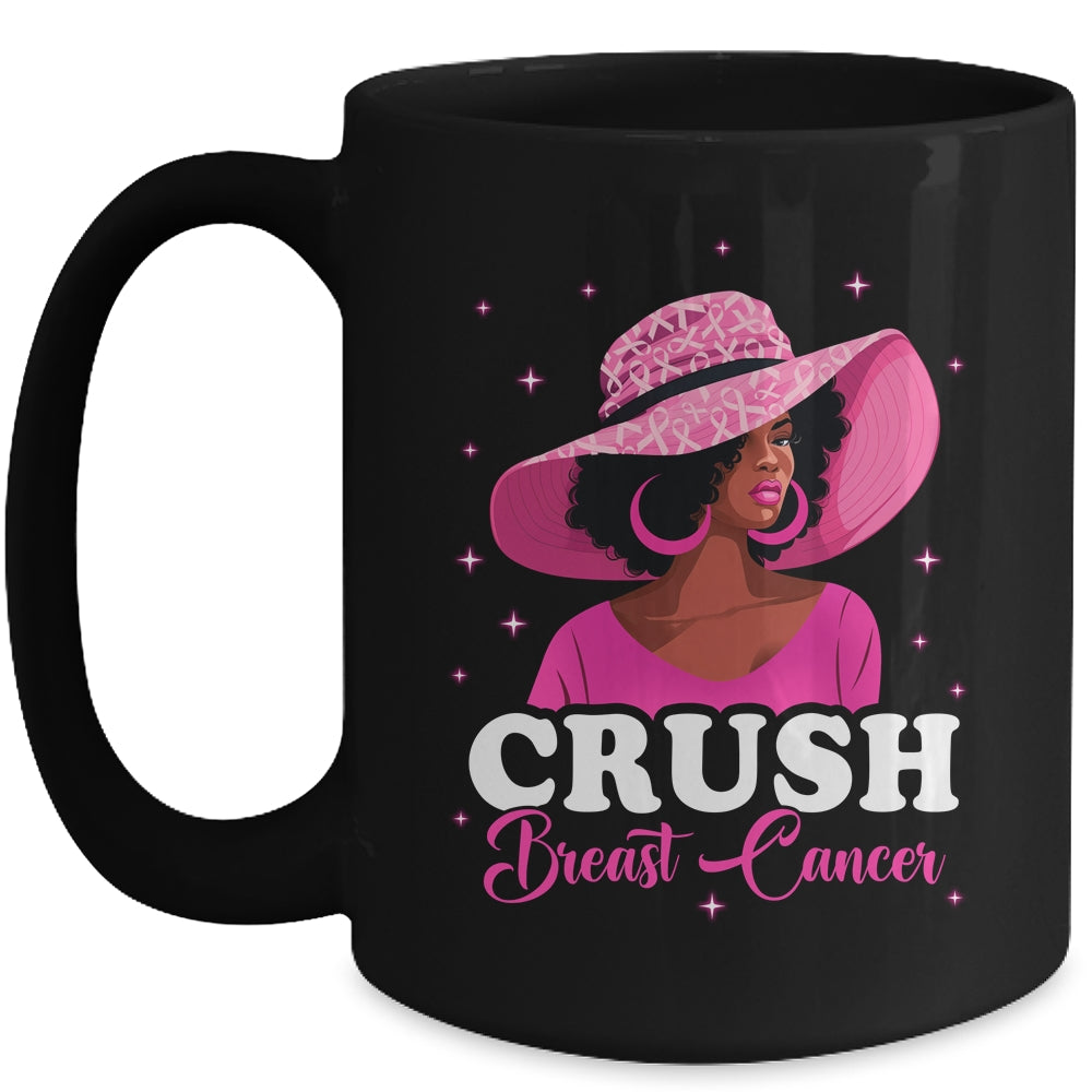 Crush Breast Cancer Awareness Black Afro Woman  Pink Ribbon Mug | siriusteestore