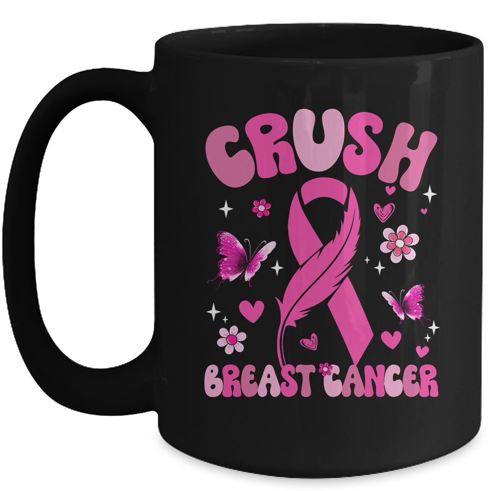 Crush Breast Cancer Awareness Month Pink Ribbon Groovy Mug | siriusteestore