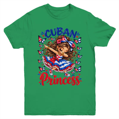 Cuban Princess Dabbing Girls Kids Butterflies Flag Heritage Youth Shirt | siriusteestore