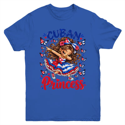 Cuban Princess Dabbing Girls Kids Butterflies Flag Heritage Youth Shirt | siriusteestore