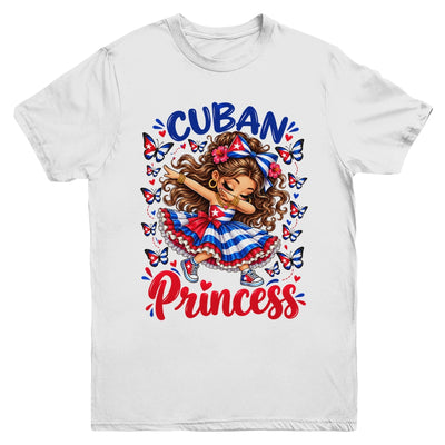 Cuban Princess Dabbing Girls Kids Butterflies Flag Heritage Youth Shirt | siriusteestore