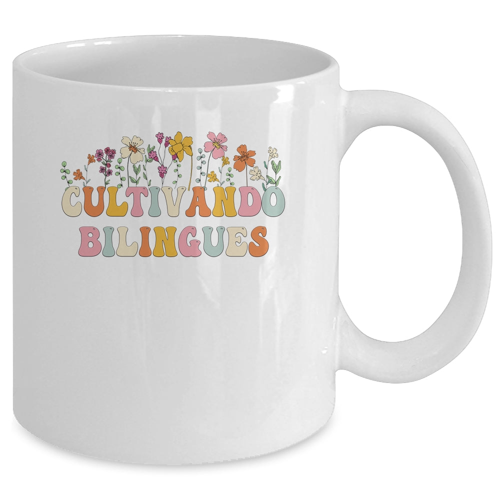 Cultivando Bilingues Wildflowers Teacher Dual Language Crew Mug | siriusteestore