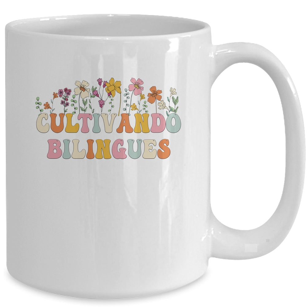Cultivando Bilingues Wildflowers Teacher Dual Language Crew Mug | siriusteestore