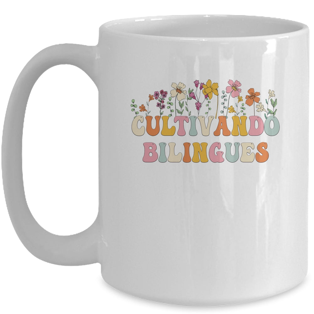Cultivando Bilingues Wildflowers Teacher Dual Language Crew Mug | siriusteestore