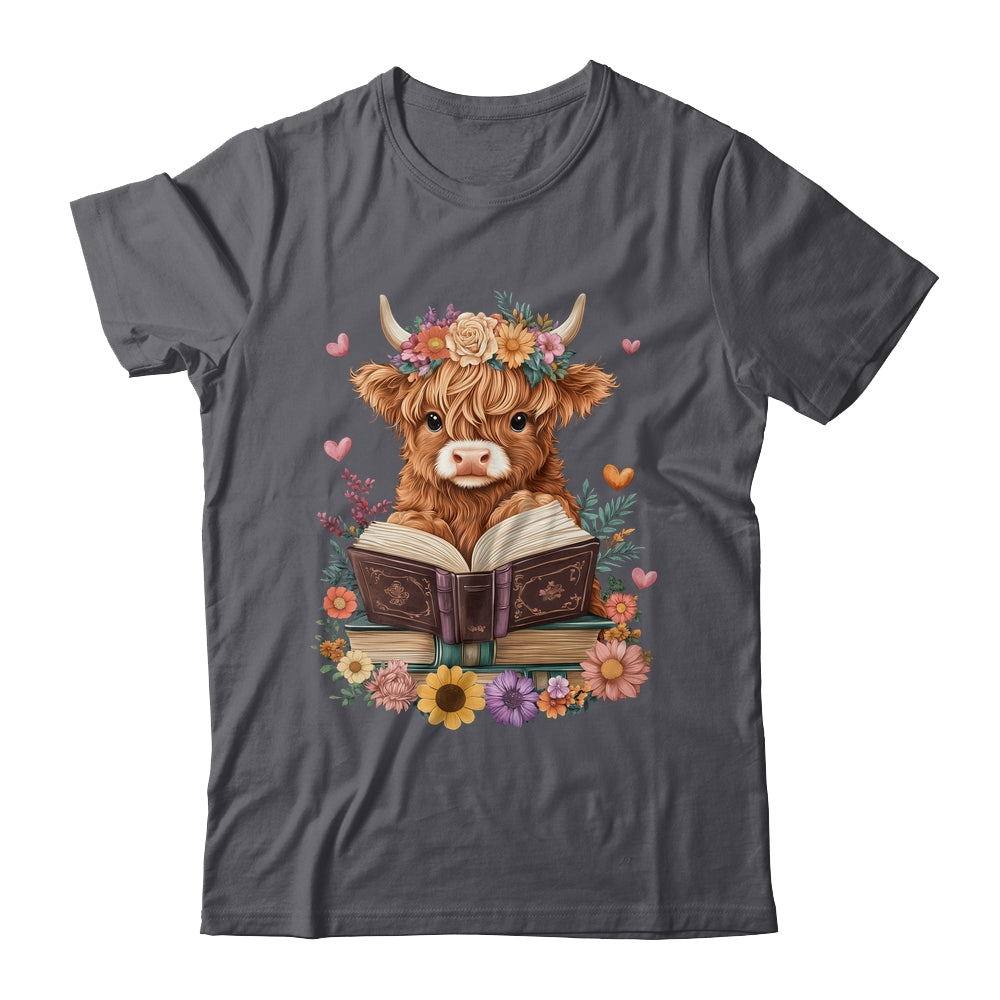 Cute Baby Highland Cow Reading Book Lover Bookworm Girls Shirt & Tank Top | siriusteestore