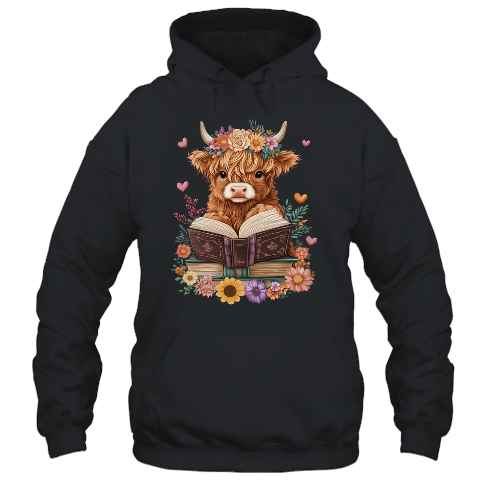 Cute Baby Highland Cow Reading Book Lover Bookworm Girls Shirt & Tank Top | siriusteestore
