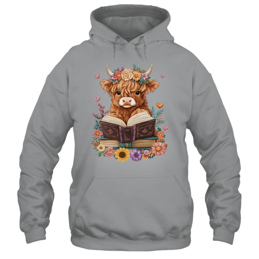 Cute Baby Highland Cow Reading Book Lover Bookworm Girls Shirt & Tank Top | siriusteestore