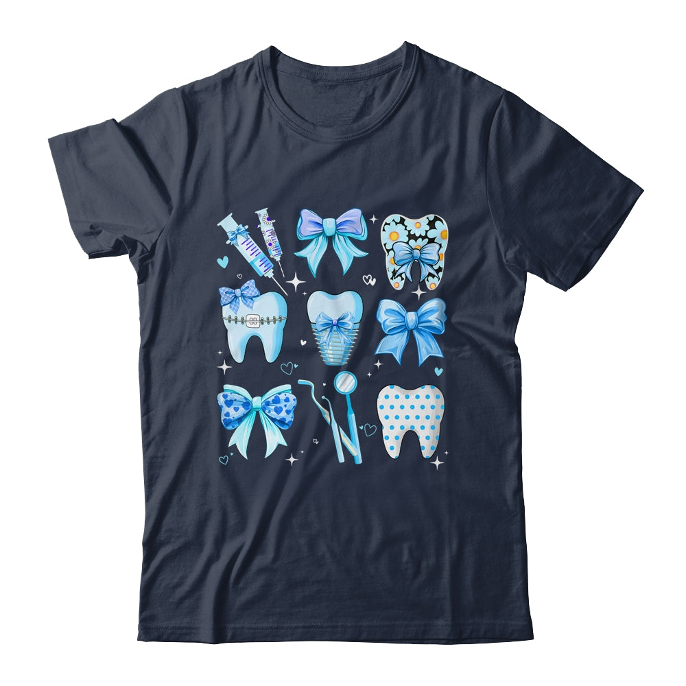 Cute Blue Coquette Bow Teeth Dentist Squad Dental Assistant Shirt & Hoodie | siriusteestore