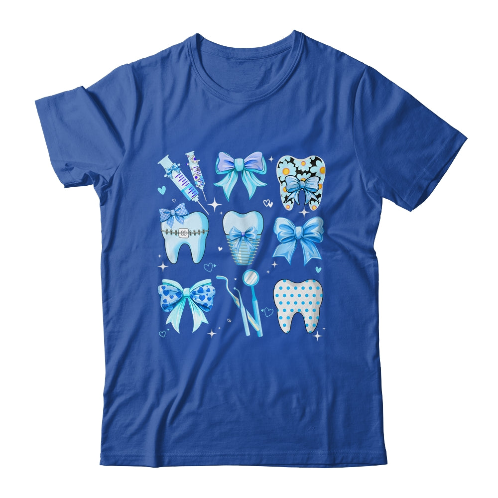 Cute Blue Coquette Bow Teeth Dentist Squad Dental Assistant Shirt & Hoodie | siriusteestore