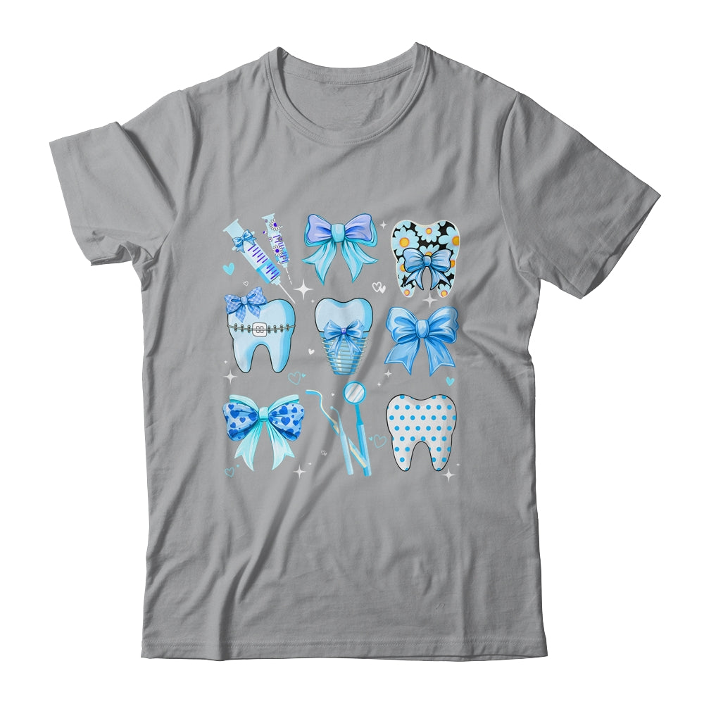 Cute Blue Coquette Bow Teeth Dentist Squad Dental Assistant Shirt & Hoodie | siriusteestore
