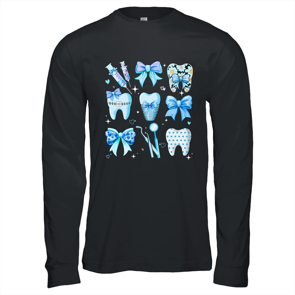 Cute Blue Coquette Bow Teeth Dentist Squad Dental Assistant Shirt & Hoodie | siriusteestore