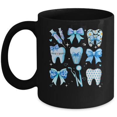 Cute Blue Coquette Bow Teeth Dentist Squad Dental Assistant Mug | siriusteestore