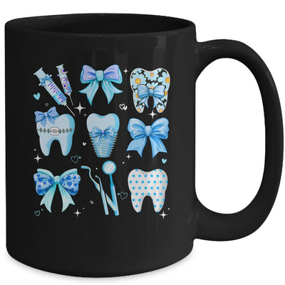 Cute Blue Coquette Bow Teeth Dentist Squad Dental Assistant Mug | siriusteestore