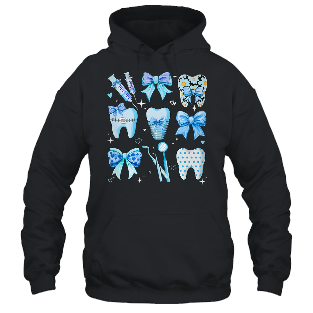 Cute Blue Coquette Bow Teeth Dentist Squad Dental Assistant Shirt & Hoodie | siriusteestore