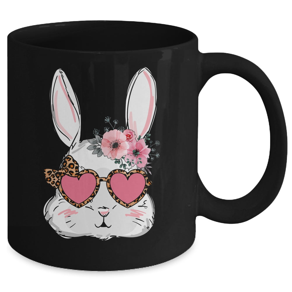 Cute Bunny Face Leopard Glasses Easter For Women Teen Girl Mug | siriusteestore