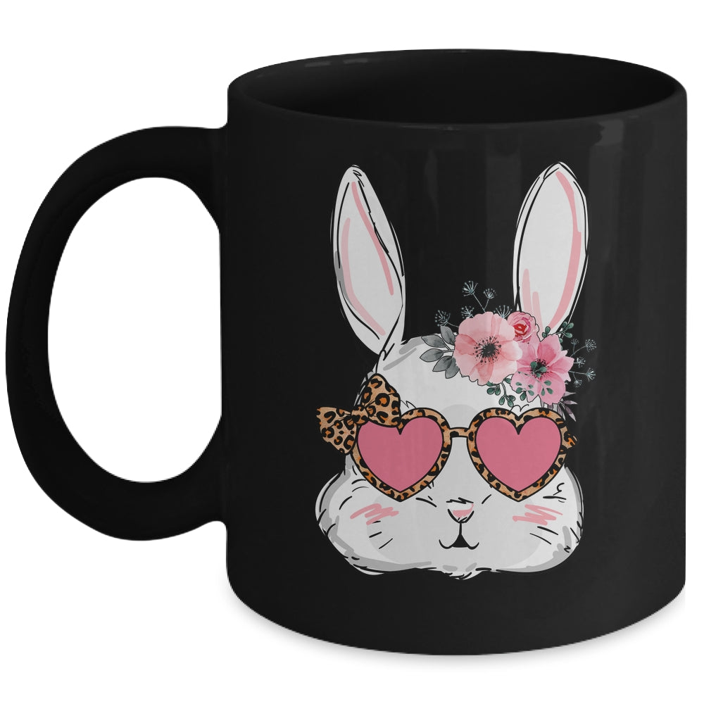 Cute Bunny Face Leopard Glasses Easter For Women Teen Girl Mug | siriusteestore