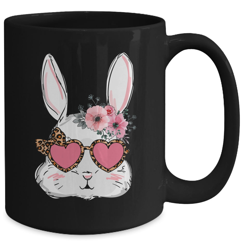 Cute Bunny Face Leopard Glasses Easter For Women Teen Girl Mug | siriusteestore