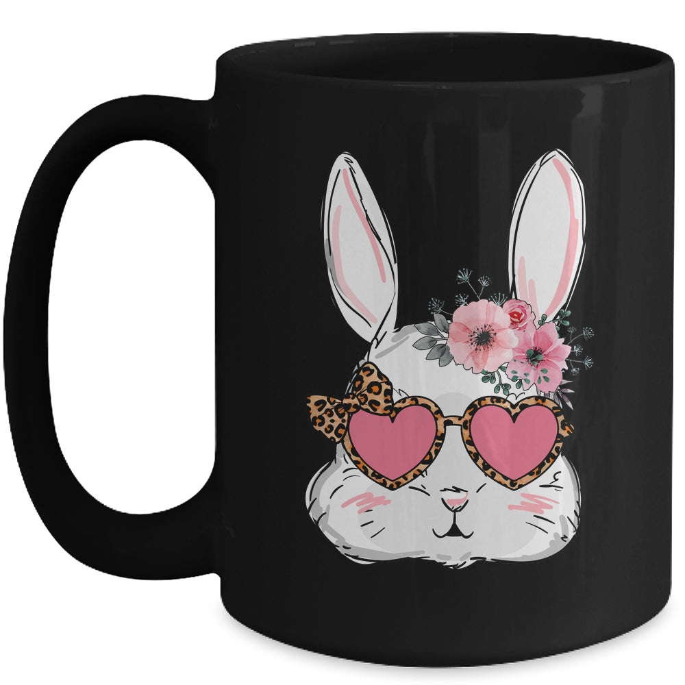 Cute Bunny Face Leopard Glasses Easter For Women Teen Girl Mug | siriusteestore