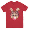 Cute Bunny Rabbit Face Leopard Glasses Girl Happy Easter Day Youth Shirt | siriusteestore