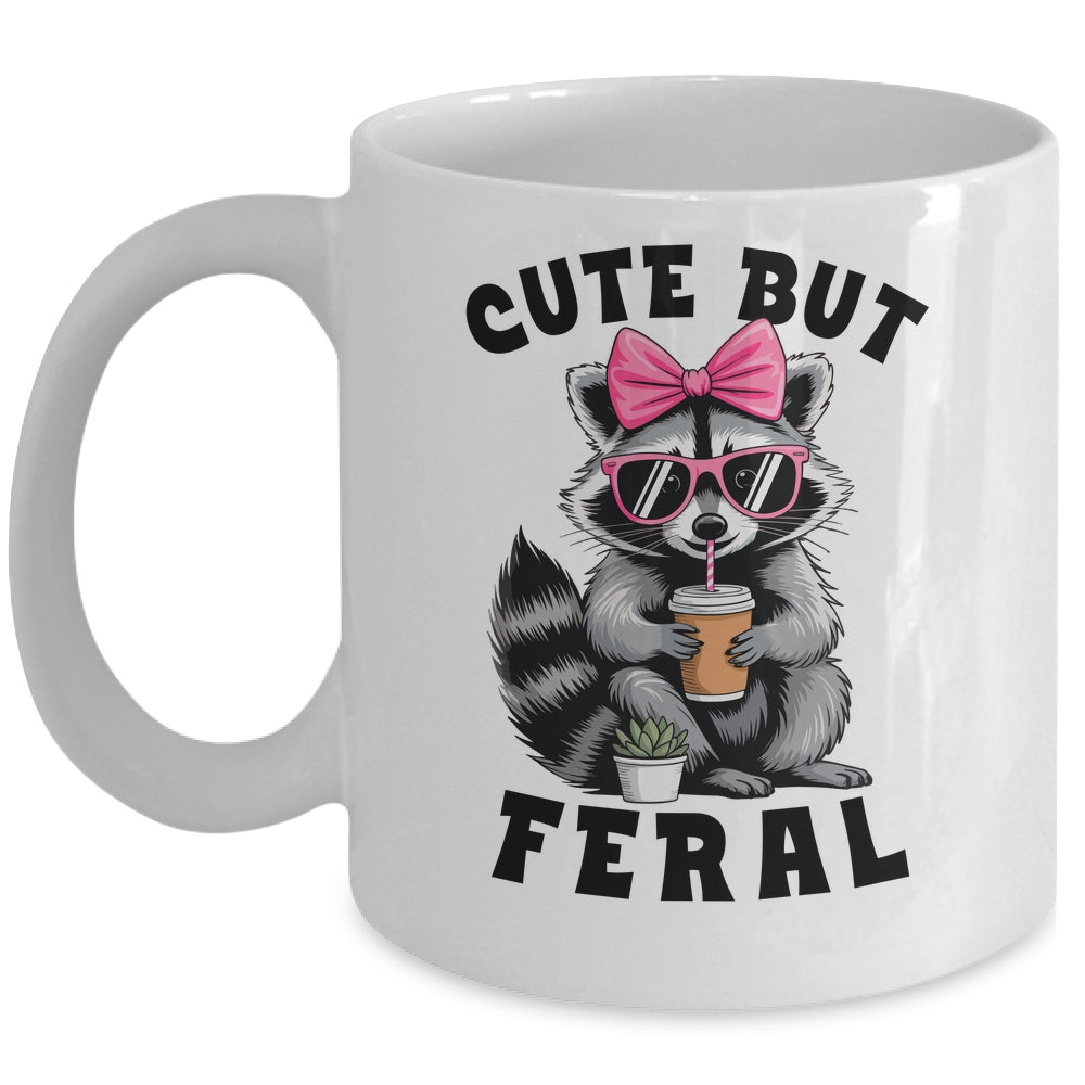 Cute But Feral Funny Colorful Racoon With Sunglasses Racoon Mug | siriusteestore