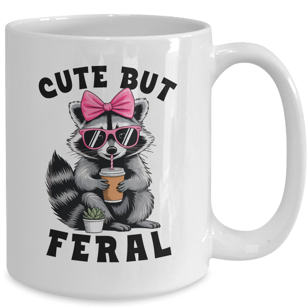 Cute But Feral Funny Colorful Racoon With Sunglasses Racoon Mug | siriusteestore