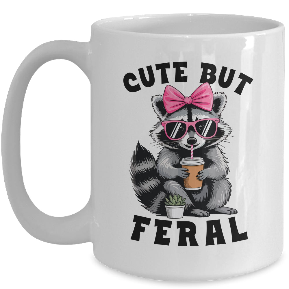 Cute But Feral Funny Colorful Racoon With Sunglasses Racoon Mug | siriusteestore