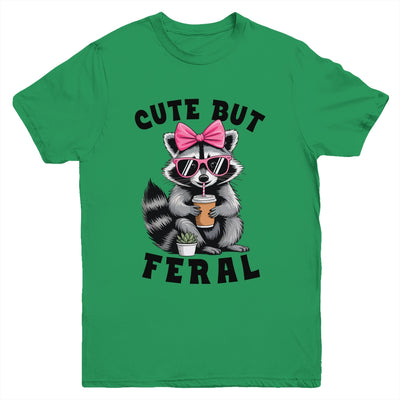 Cute But Feral Funny Colorful Racoon With Sunglasses Racoon Youth Shirt | siriusteestore